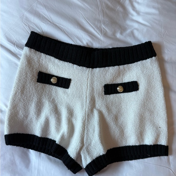 Endless Rose Black and White High Waist Shorts - Picture 1 of 2
